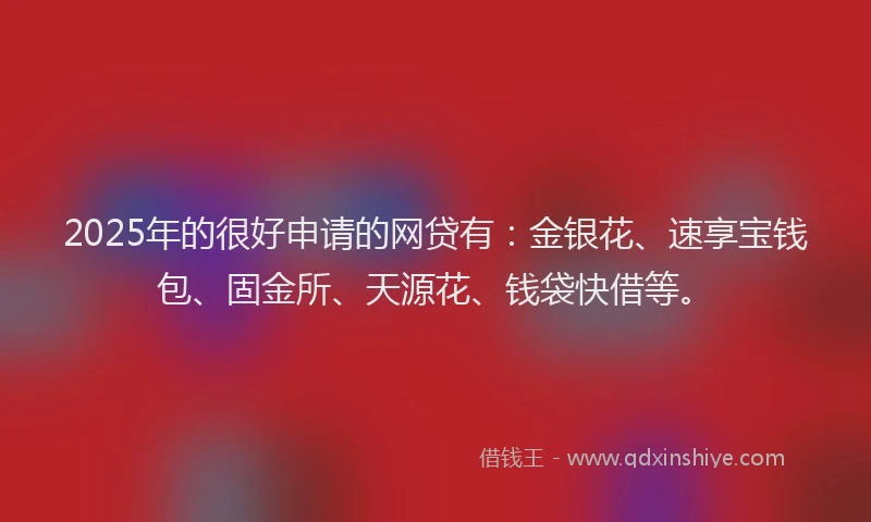 2025年的很好申请的网贷有：金银花、速享宝钱包、固金所、天源花、钱袋快借等。