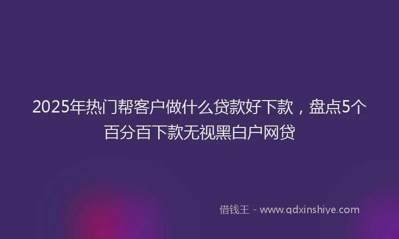 2025年热门帮客户做什么贷款好下款，盘点5个百分百下款无视黑白户网贷