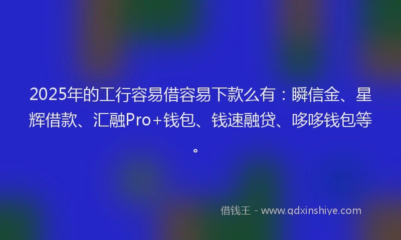 2025年的工行容易借容易下款么有：瞬信金、星辉借款、汇融Pro+钱包、钱速融贷、哆哆钱包等。