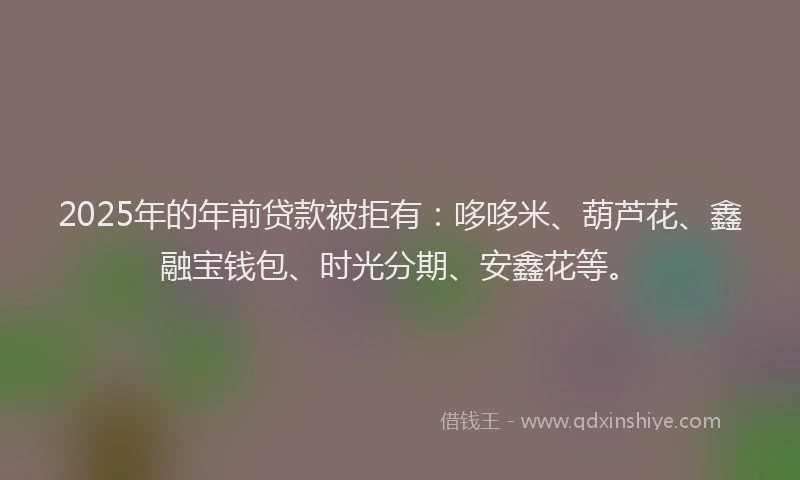 2025年的年前贷款被拒有：哆哆米、葫芦花、鑫融宝钱包、时光分期、安鑫花等。