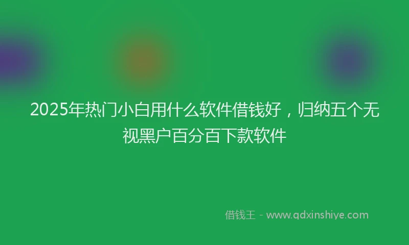 2025年热门小白用什么软件借钱好，归纳五个无视黑户百分百下款软件