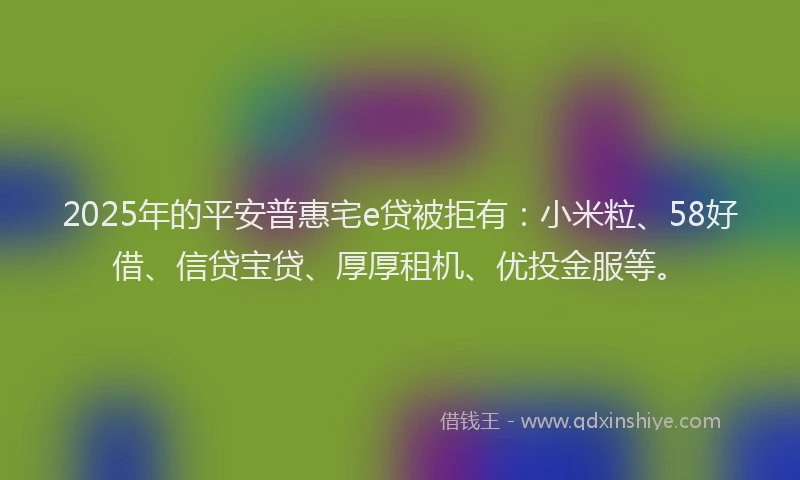 2025年的平安普惠宅e贷被拒有：小米粒、58好借、信贷宝贷、厚厚租机、优投金服等。