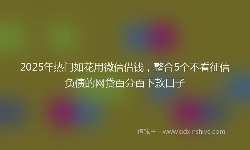 2025年热门如花用微信借钱，整合5个不看征信负债的网贷百分百下款口子