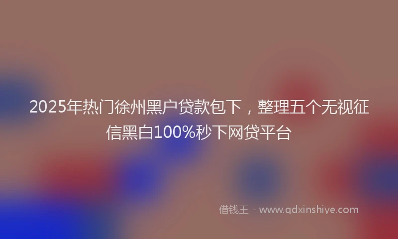 2025年热门徐州黑户贷款包下，整理五个无视征信黑白100%秒下网贷平台