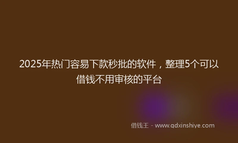 2025年热门容易下款秒批的软件，整理5个可以借钱不用审核的平台