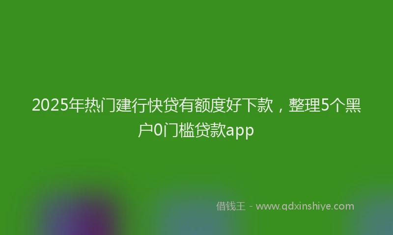2025年热门建行快贷有额度好下款，整理5个黑户0门槛贷款app