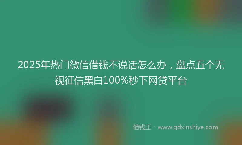 2025年热门微信借钱不说话怎么办，盘点五个无视征信黑白100%秒下网贷平台