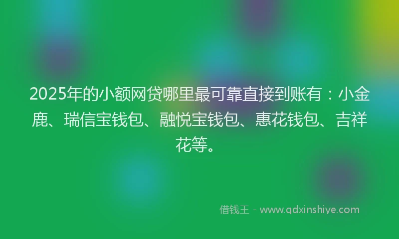2025年的小额网贷哪里最可靠直接到账有：小金鹿、瑞信宝钱包、融悦宝钱包、惠花钱包、吉祥花等。
