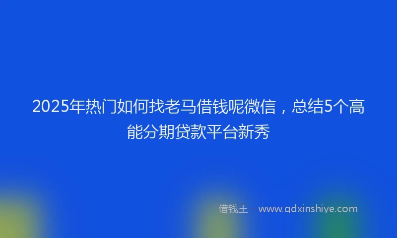 2025年热门如何找老马借钱呢微信，总结5个高能分期贷款平台新秀