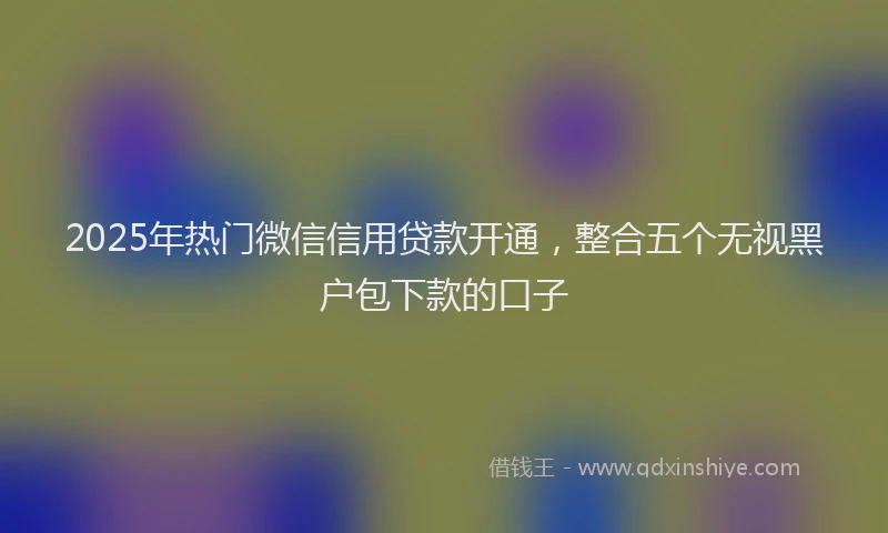 2025年热门微信信用贷款开通，整合五个无视黑户包下款的口子