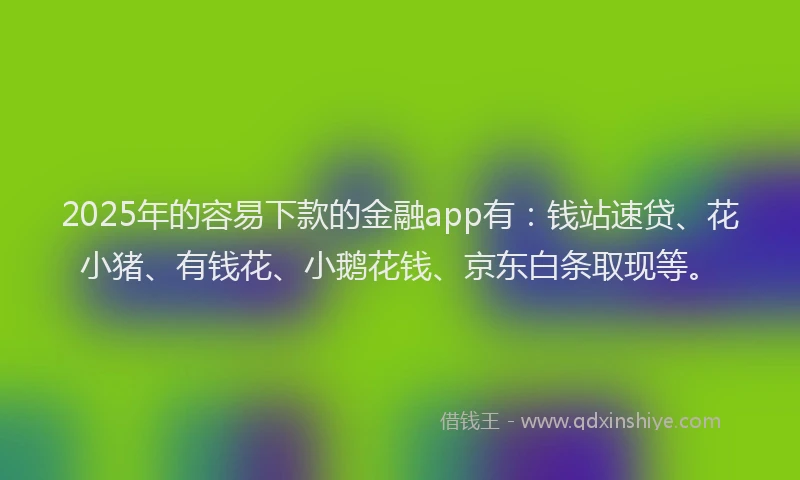 2025年的容易下款的金融app有：钱站速贷、花小猪、有钱花、小鹅花钱、京东白条取现等。