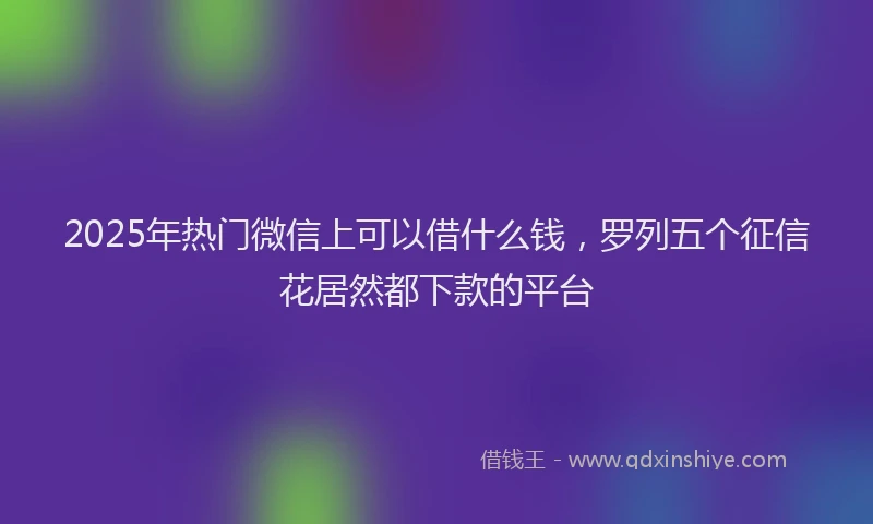 2025年热门微信上可以借什么钱，罗列五个征信花居然都下款的平台