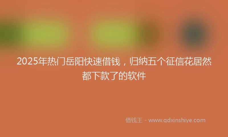 2025年热门岳阳快速借钱，归纳五个征信花居然都下款了的软件
