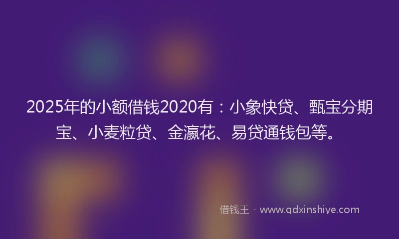 2025年的小额借钱2020有：小象快贷、甄宝分期宝、小麦粒贷、金瀛花、易贷通钱包等。