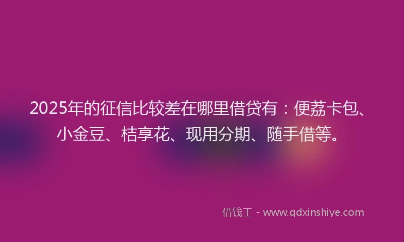 2025年的征信比较差在哪里借贷有：便荔卡包、小金豆、桔享花、现用分期、随手借等。