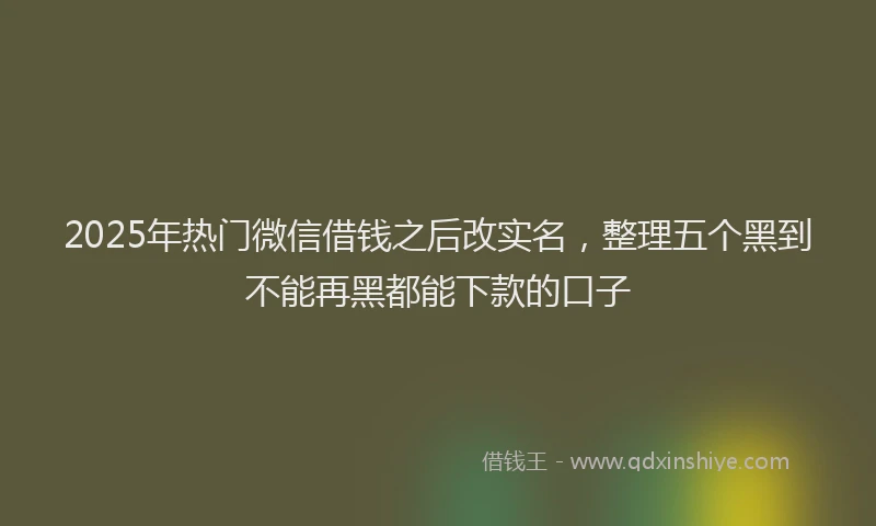 2025年热门微信借钱之后改实名，整理五个黑到不能再黑都能下款的口子