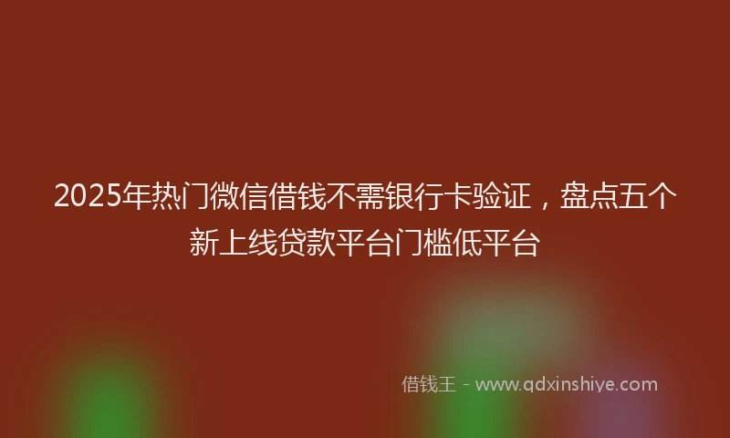 2025年热门微信借钱不需银行卡验证，盘点五个新上线贷款平台门槛低平台