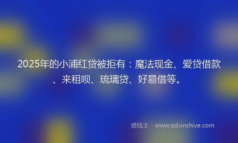 2025年的小浦红贷被拒有：魔法现金、爱贷借款、来租呗、琉璃贷、好易借等。