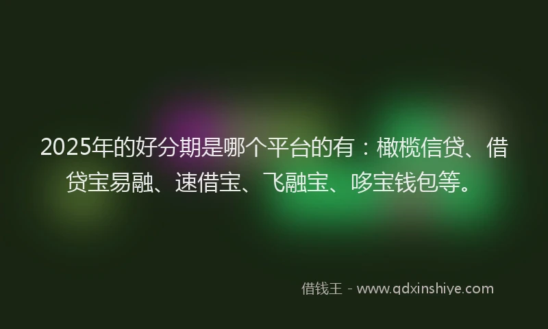 2025年的好分期是哪个平台的有：橄榄信贷、借贷宝易融、速借宝、飞融宝、哆宝钱包等。