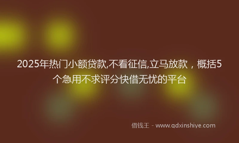 2025年热门小额贷款,不看征信,立马放款，概括5个急用不求评分快借无忧的平台