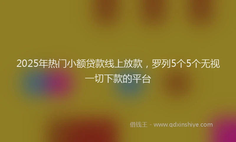 2025年热门小额贷款线上放款，罗列5个5个无视一切下款的平台