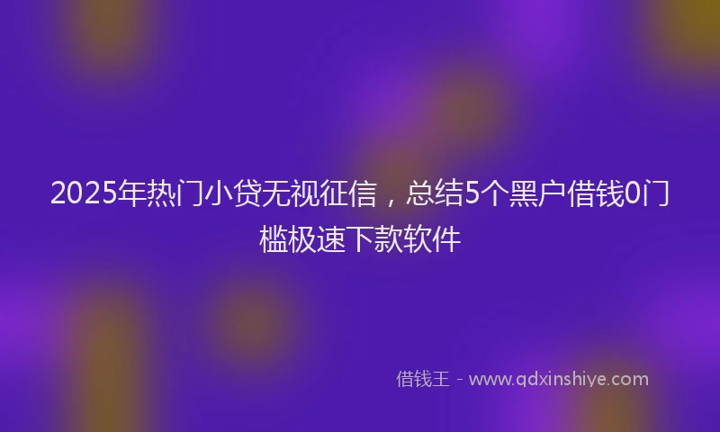 2025年热门小贷无视征信，总结5个黑户借钱0门槛极速下款软件