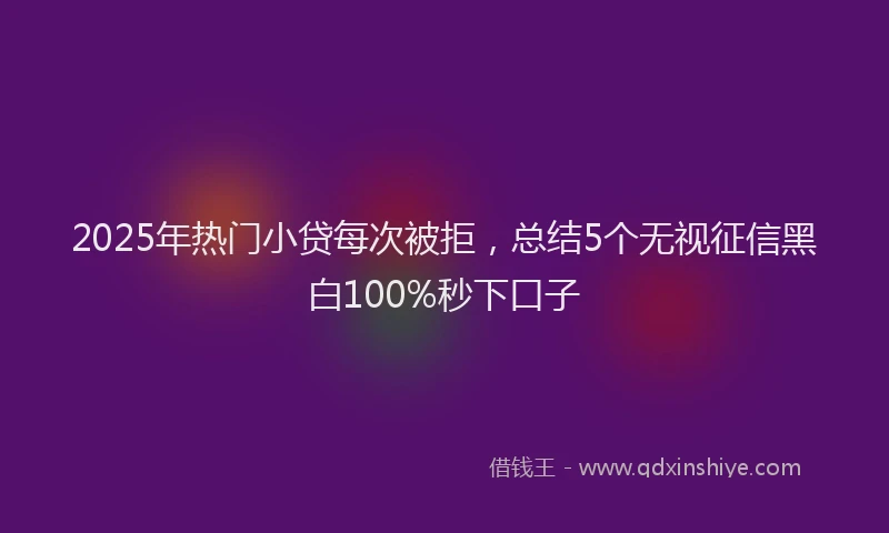 2025年热门小贷每次被拒，总结5个无视征信黑白100%秒下口子