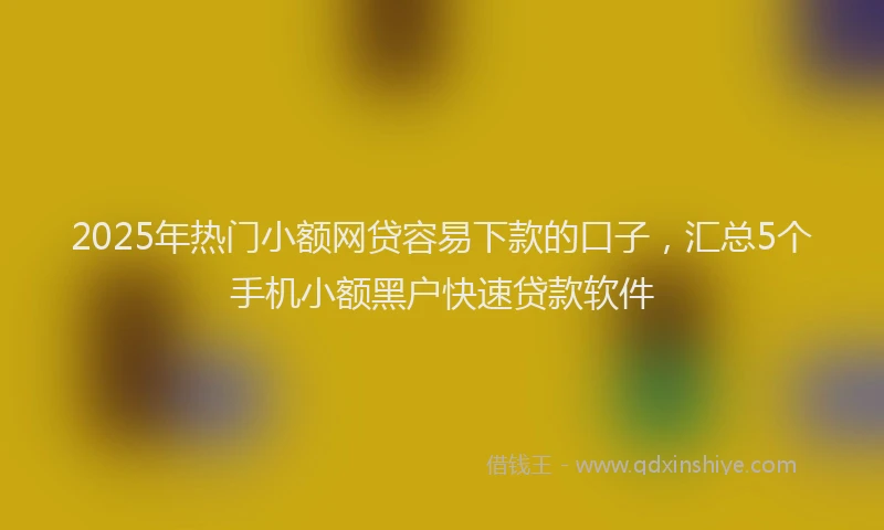 2025年热门小额网贷容易下款的口子，汇总5个手机小额黑户快速贷款软件