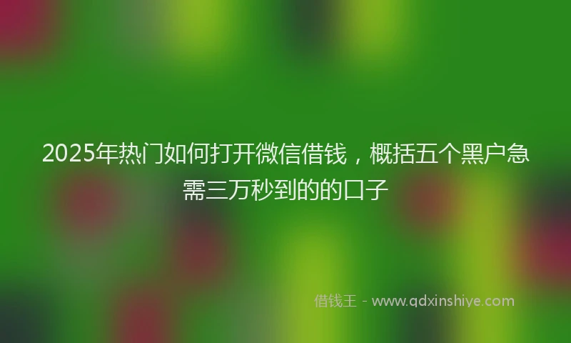 2025年热门如何打开微信借钱，概括五个黑户急需三万秒到的的口子