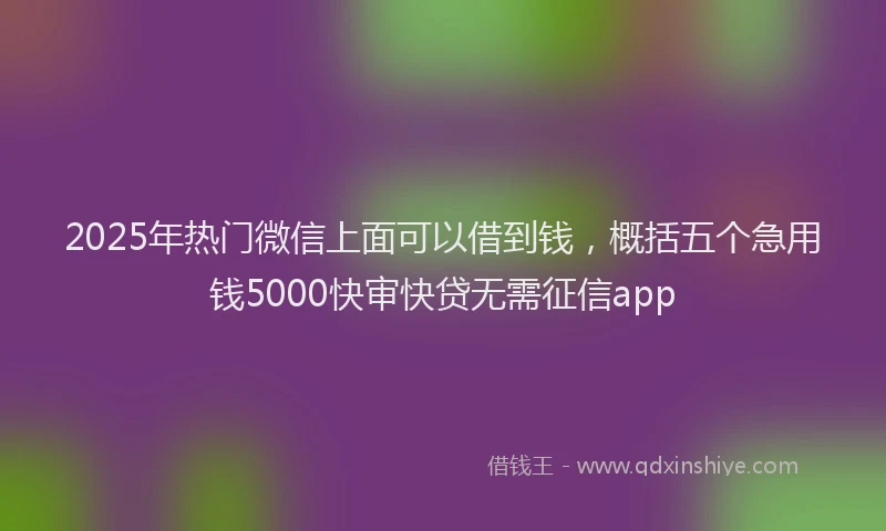 2025年热门微信上面可以借到钱，概括五个急用钱5000快审快贷无需征信app
