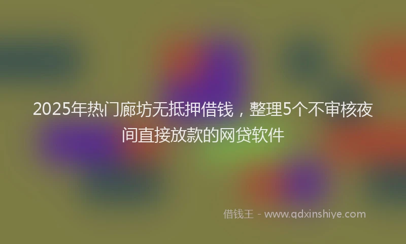 2025年热门廊坊无抵押借钱，整理5个不审核夜间直接放款的网贷软件