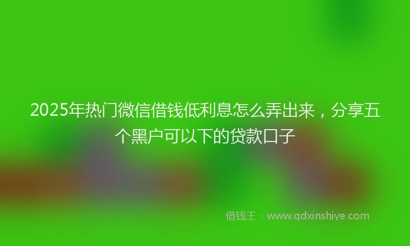 2025年热门微信借钱低利息怎么弄出来，分享五个黑户可以下的贷款口子