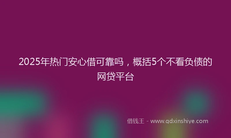 2025年热门安心借可靠吗，概括5个不看负债的网贷平台