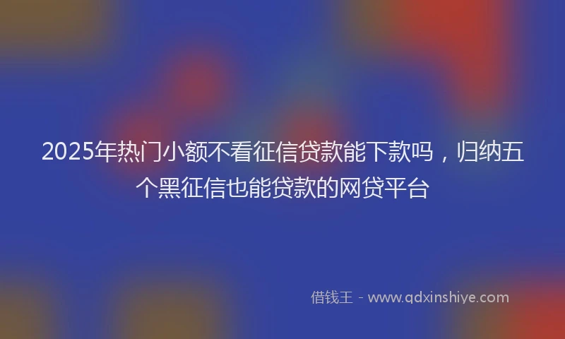2025年热门小额不看征信贷款能下款吗，归纳五个黑征信也能贷款的网贷平台