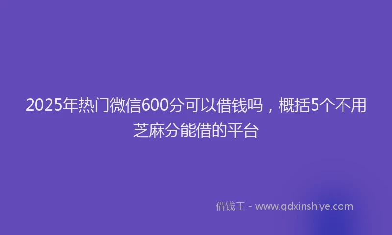 2025年热门微信600分可以借钱吗，概括5个不用芝麻分能借的平台