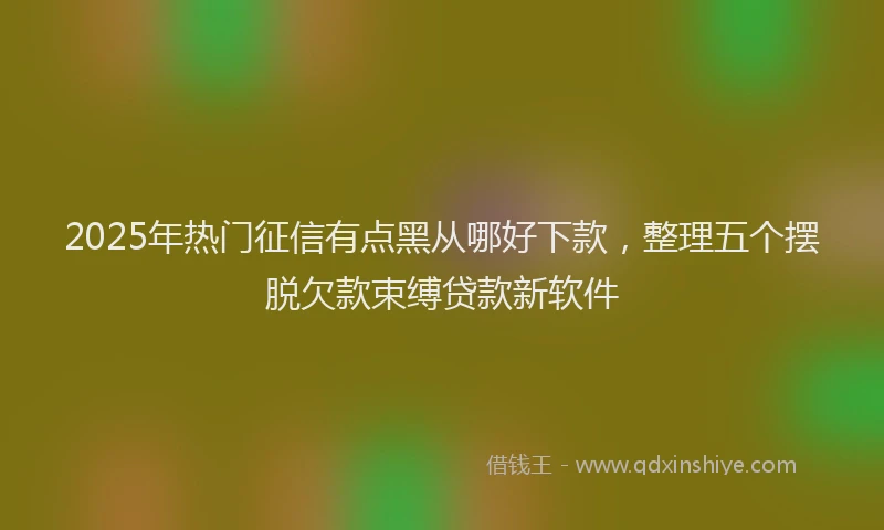 2025年热门征信有点黑从哪好下款，整理五个摆脱欠款束缚贷款新软件