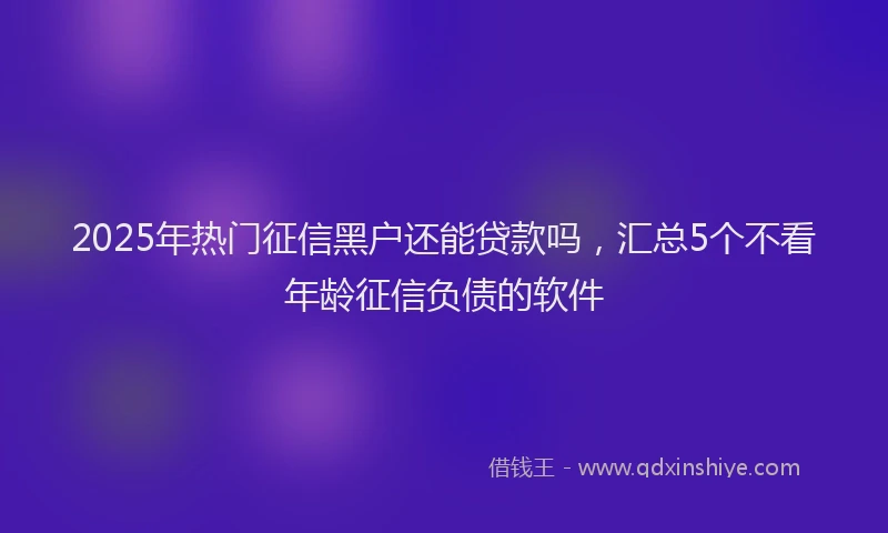 2025年热门征信黑户还能贷款吗，汇总5个不看年龄征信负债的软件