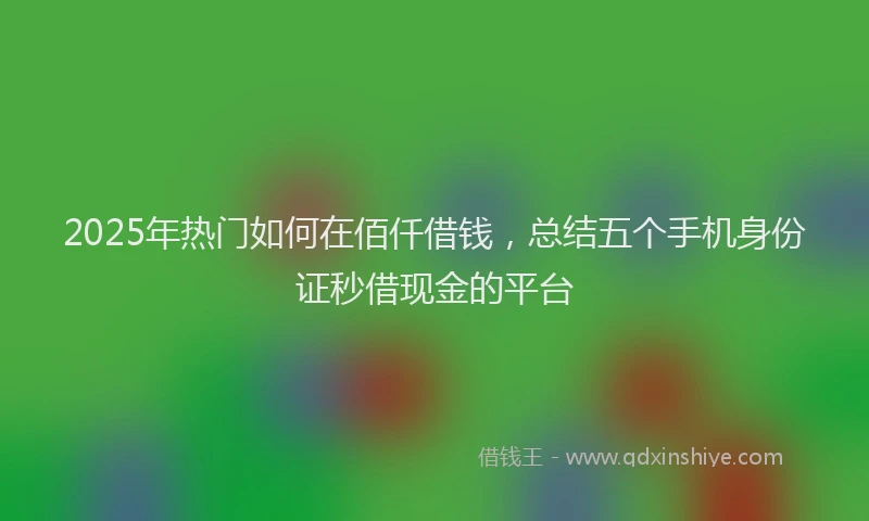 2025年热门如何在佰仟借钱，总结五个手机身份证秒借现金的平台
