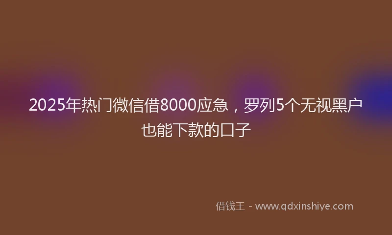 2025年热门微信借8000应急，罗列5个无视黑户也能下款的口子