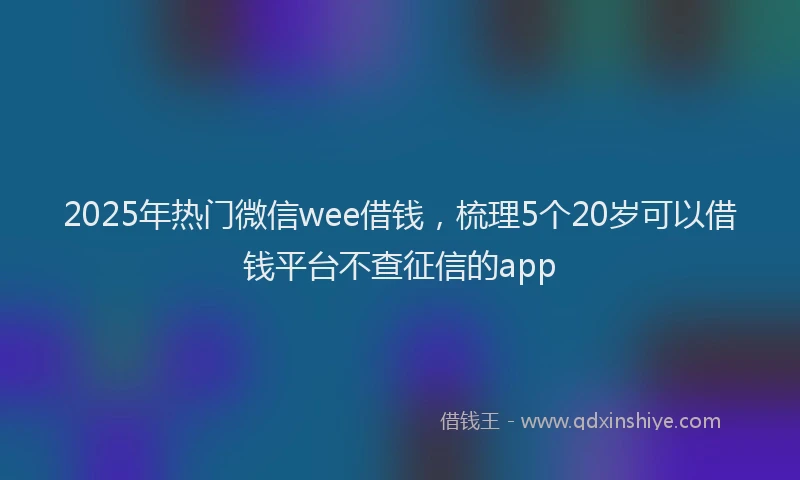 2025年热门微信wee借钱，梳理5个20岁可以借钱平台不查征信的app