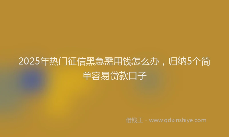 2025年热门征信黑急需用钱怎么办，归纳5个简单容易贷款口子