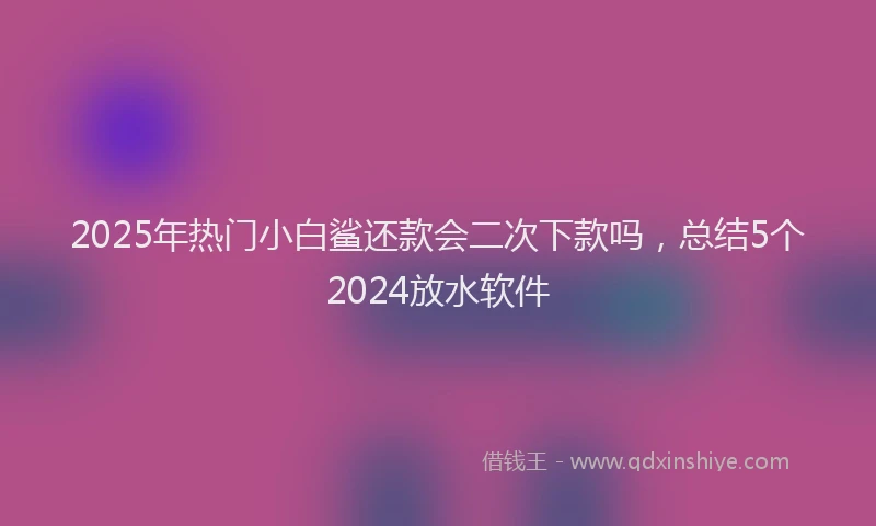 2025年热门小白鲨还款会二次下款吗，总结5个2024放水软件