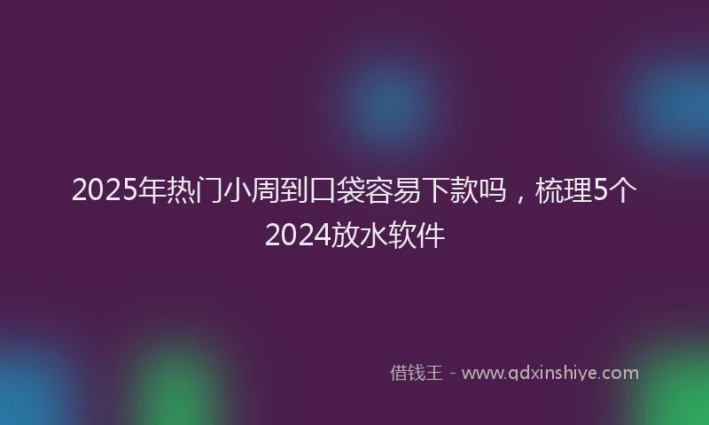 2025年热门小周到口袋容易下款吗，梳理5个2024放水软件