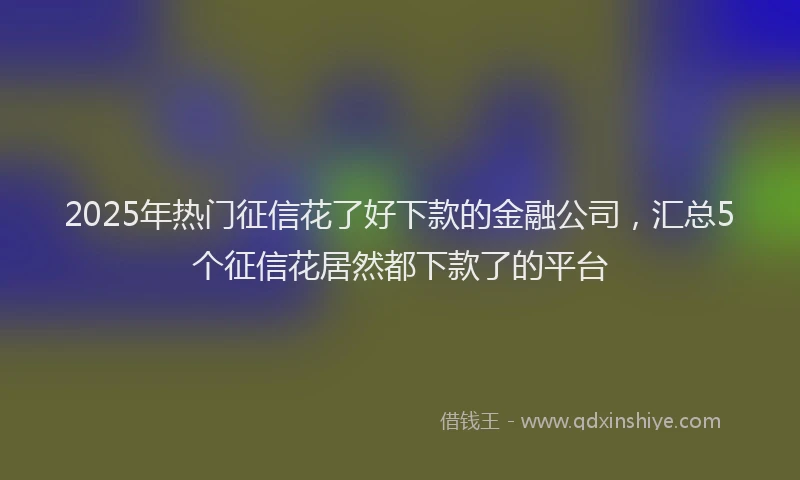 2025年热门征信花了好下款的金融公司，汇总5个征信花居然都下款了的平台