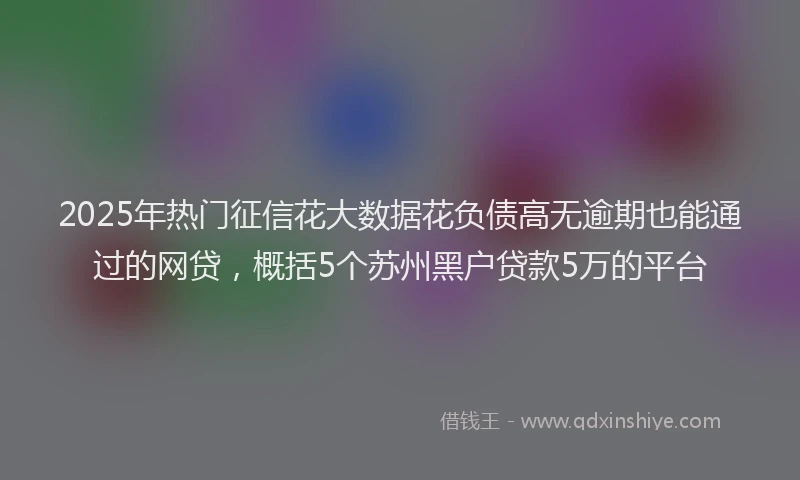 2025年热门征信花大数据花负债高无逾期也能通过的网贷，概括5个苏州黑户贷款5万的平台