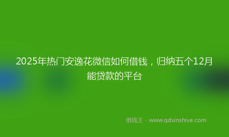 2025年热门安逸花微信如何借钱，归纳五个12月能贷款的平台