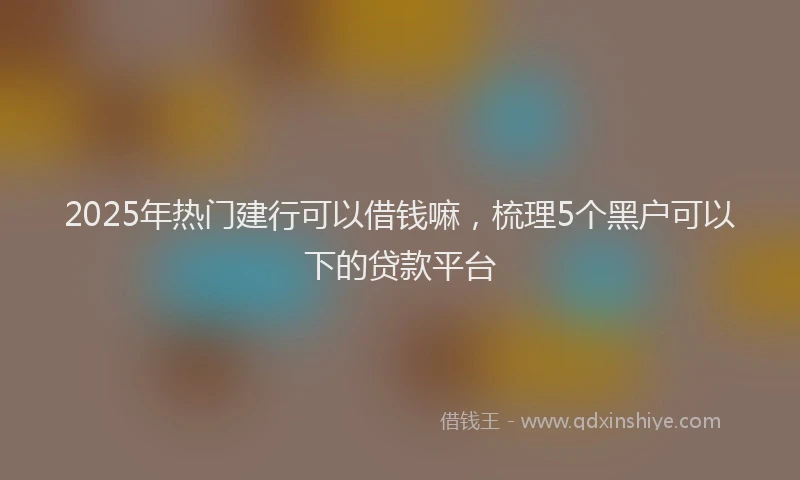 2025年热门建行可以借钱嘛，梳理5个黑户可以下的贷款平台