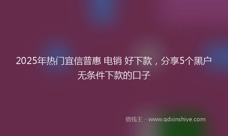 2025年热门宜信普惠 电销 好下款，分享5个黑户无条件下款的口子