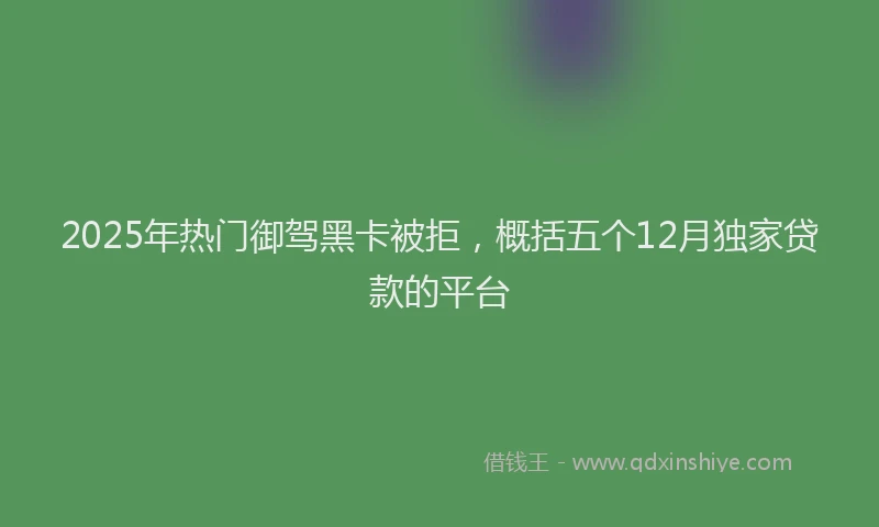 2025年热门御驾黑卡被拒，概括五个12月独家贷款的平台