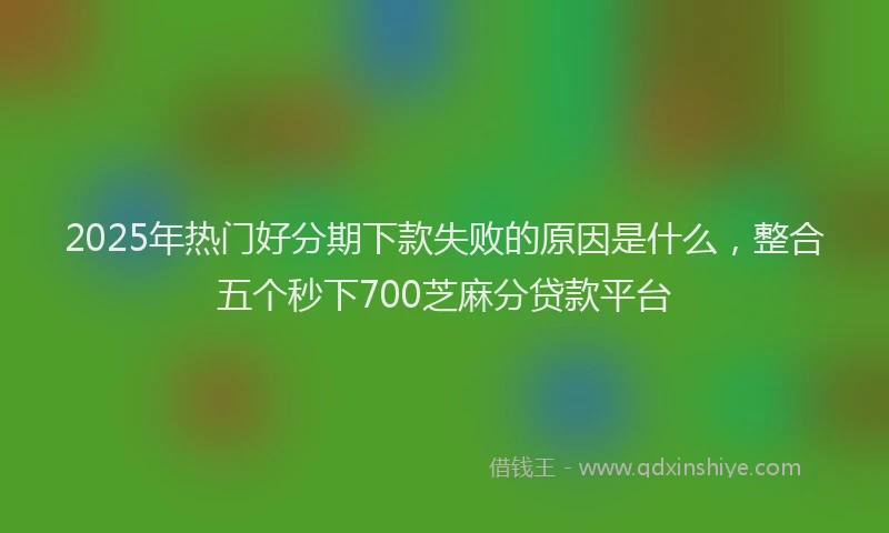 2025年热门好分期下款失败的原因是什么，整合五个秒下700芝麻分贷款平台